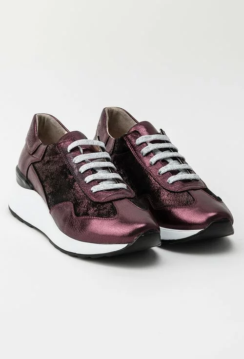 Pantofi sport burgundy din piele naturala Devona