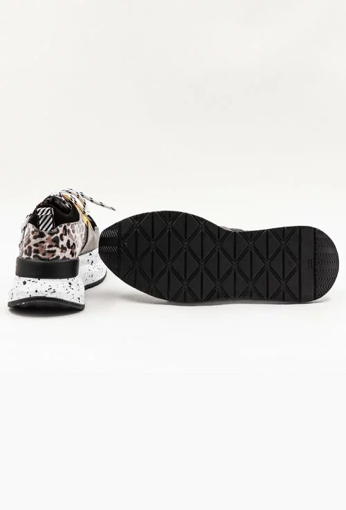 Pantofi sport din piele cu detaliu animal print