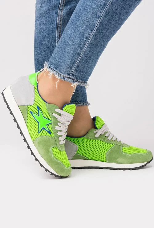 Pantofi sport gri cu verde Green