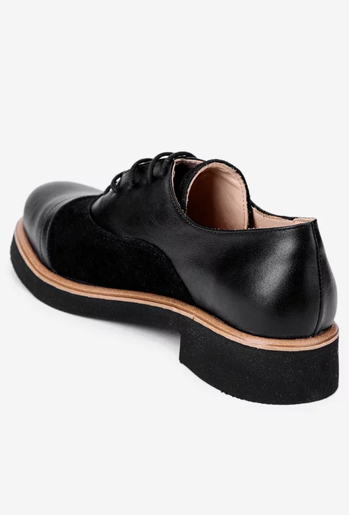 Pantofi stil Oxford negri din piele