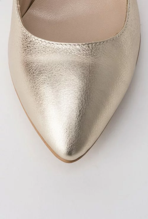 Pantofi Stiletto aurii din piele naturala Clare