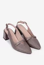 Pantofi taupe din piele cu perforatii fine