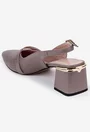Pantofi taupe din piele cu perforatii fine