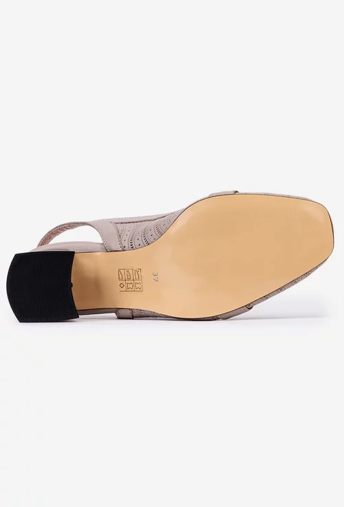 Pantofi taupe din piele naturala cu toc