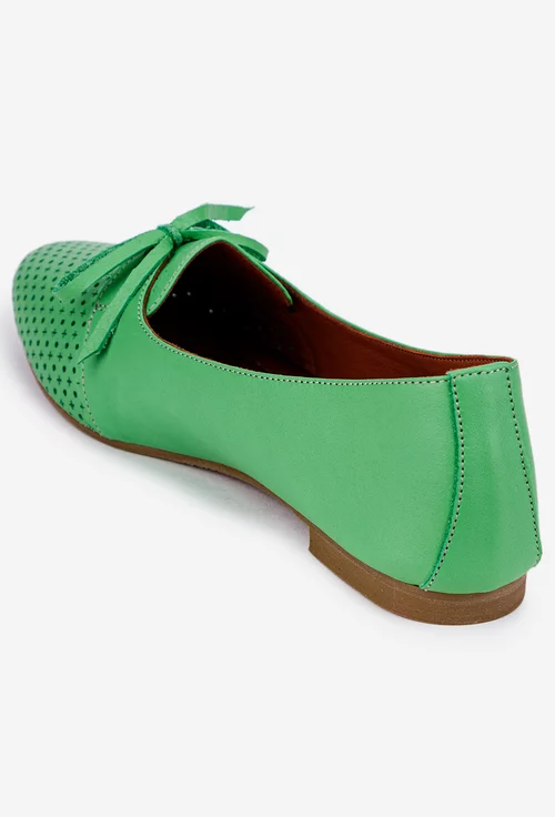 Pantofi verzi din piele cu perforatii