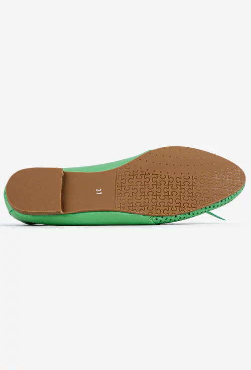 Pantofi verzi din piele cu perforatii