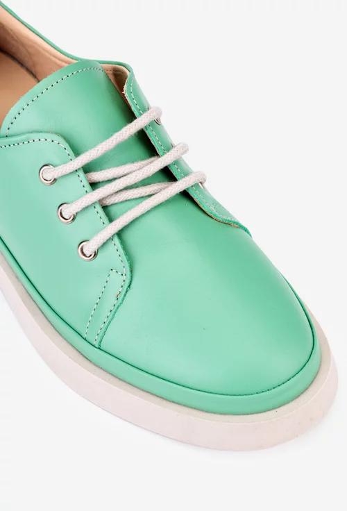 Pantofi verzi din piele cu siret