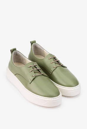 Pantofi verzi din piele cu siret