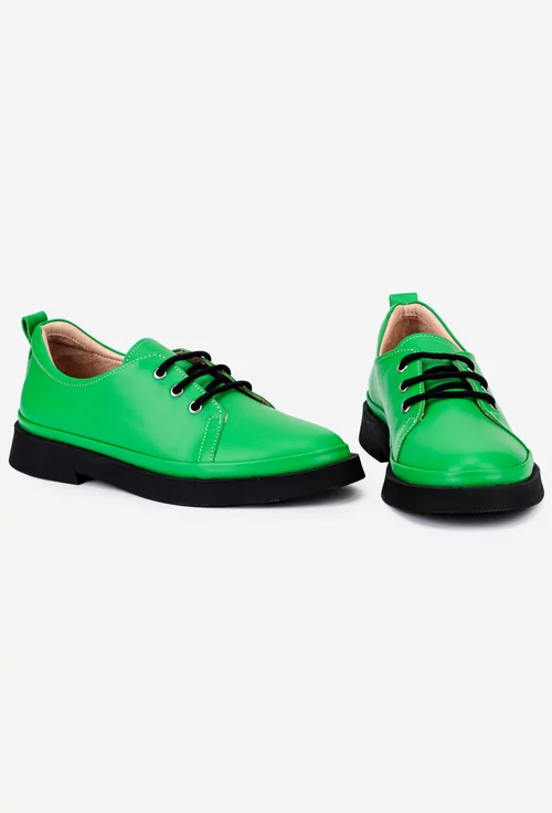 Pantofi verzi din piele cu talpa neagra