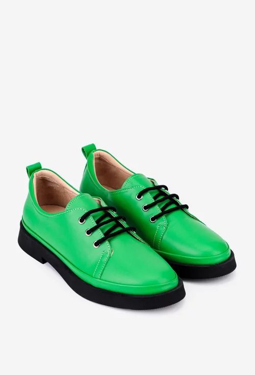 Pantofi verzi din piele cu talpa neagra