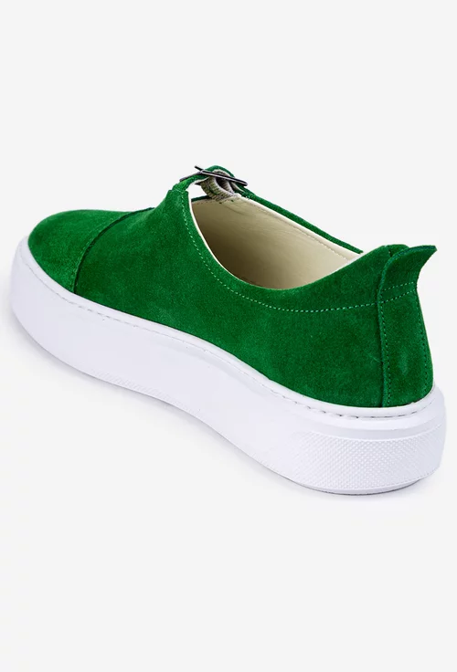 Pantofi verzi din piele intoarsa