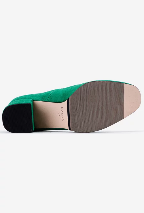 Pantofi verzi din piele intoarsa cu accesoriu