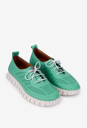 Pantofi verzi din piele naturala cu talpa flexibila