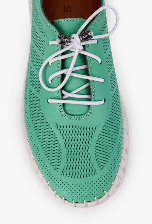 Pantofi verzi din piele naturala cu talpa flexibila