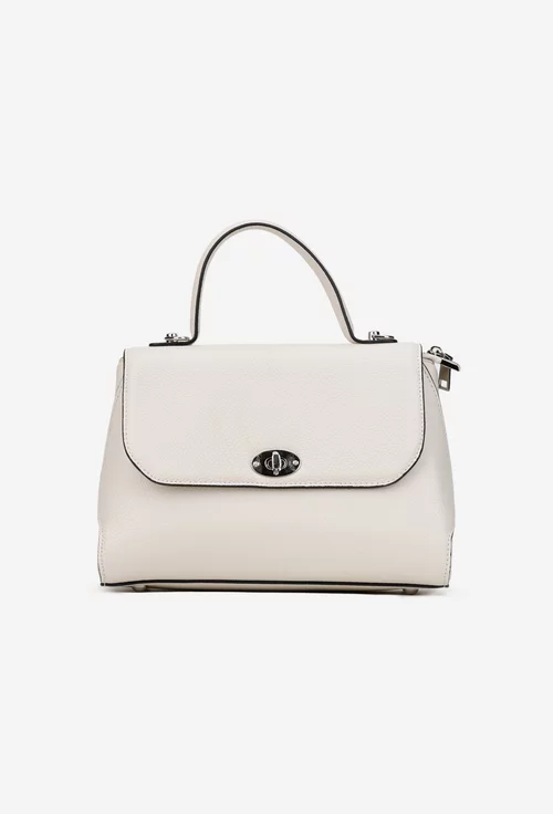 Poseta dama bej deschis din piele texturata