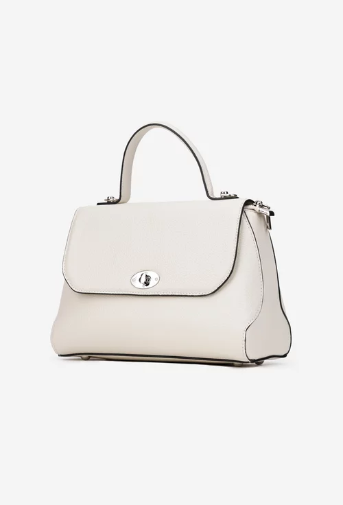 Poseta dama bej deschis din piele texturata