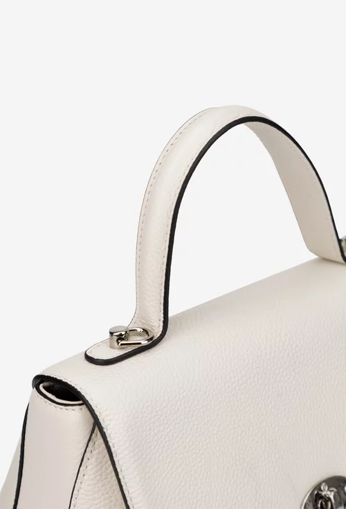 Poseta dama bej deschis din piele texturata