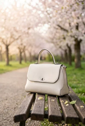 Poseta dama bej deschis din piele texturata