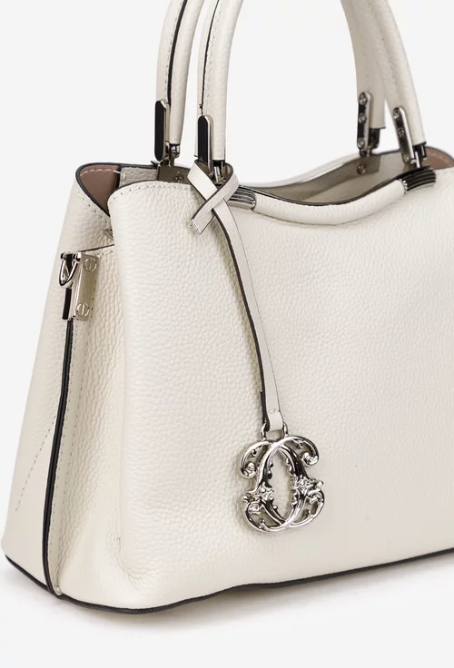 Poseta dama bej deschis din piele texturata