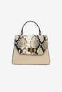 Poseta dama bej din piele naturala cu imprimeu snake print