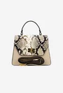 Poseta dama bej din piele naturala cu imprimeu snake print
