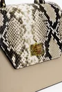 Poseta dama bej din piele naturala cu imprimeu snake print