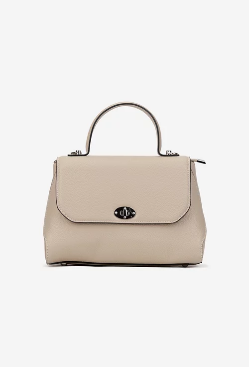 Poseta dama bej din piele texturata