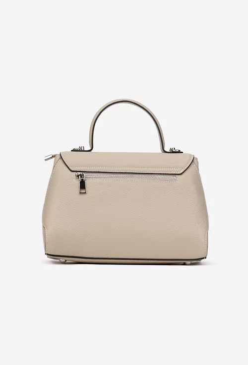 Poseta dama bej din piele texturata