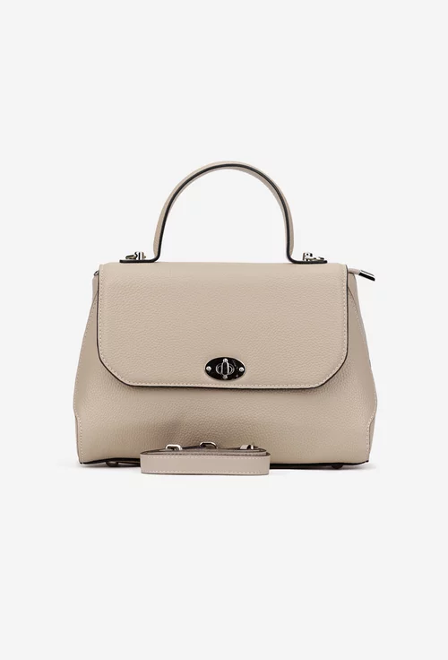 Poseta dama bej din piele texturata