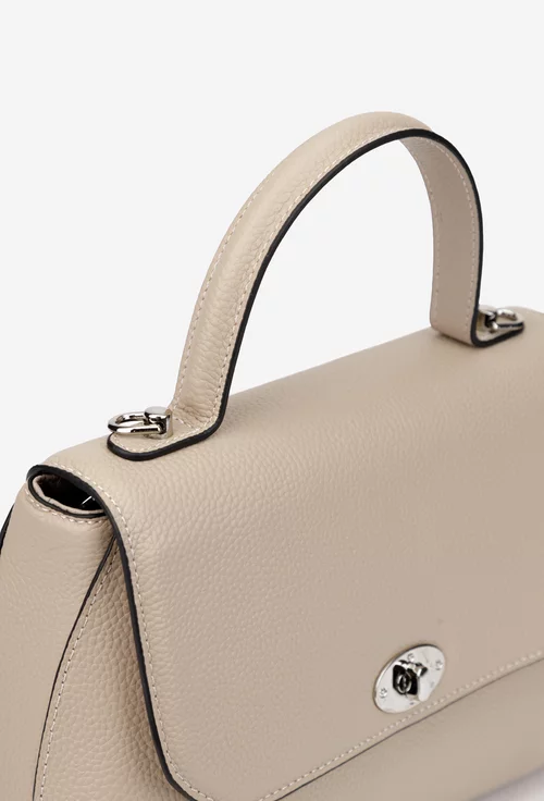 Poseta dama bej din piele texturata