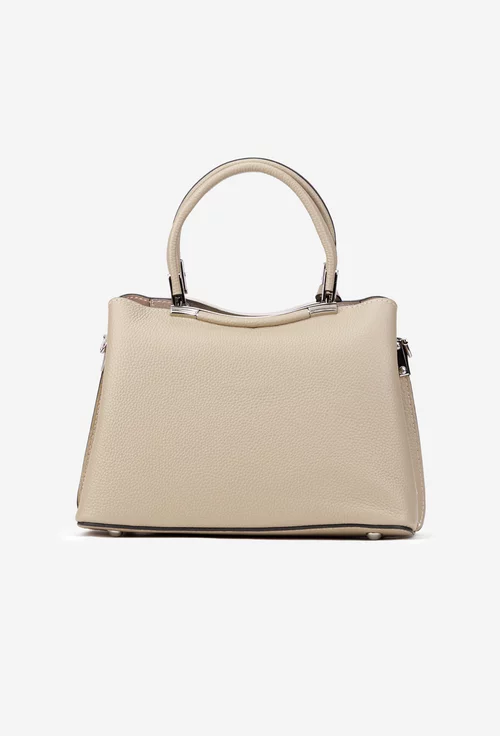 Poseta dama bej din piele texturata