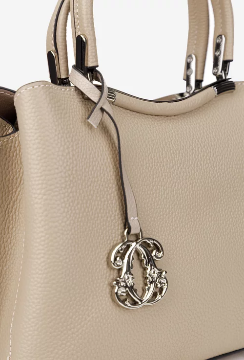 Poseta dama bej din piele texturata