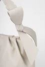 Poseta dama bej din piele texturata cu ornament funda