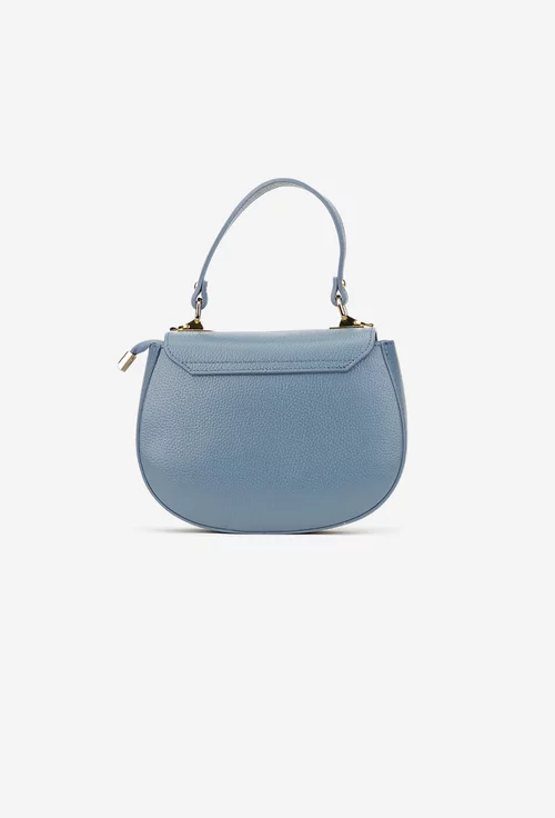 Poseta dama bleu din piele texturata