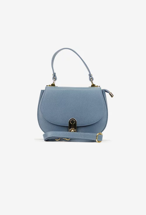 Poseta dama bleu din piele texturata