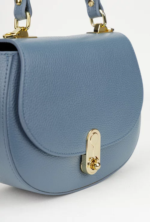 Poseta dama bleu din piele texturata