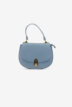 Poseta dama bleu din piele texturata