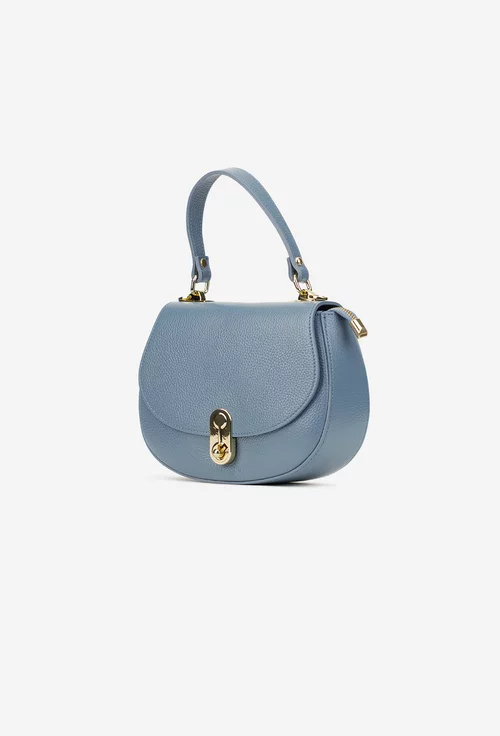 Poseta dama bleu din piele texturata