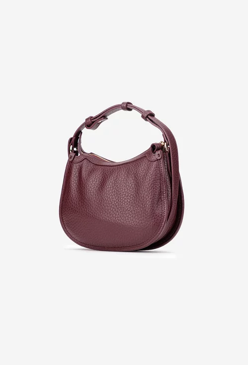 Poseta dama burgundy din piele cu bareta reglabila