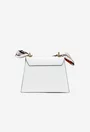 Poseta dama din piele alba cu ornament esarfa