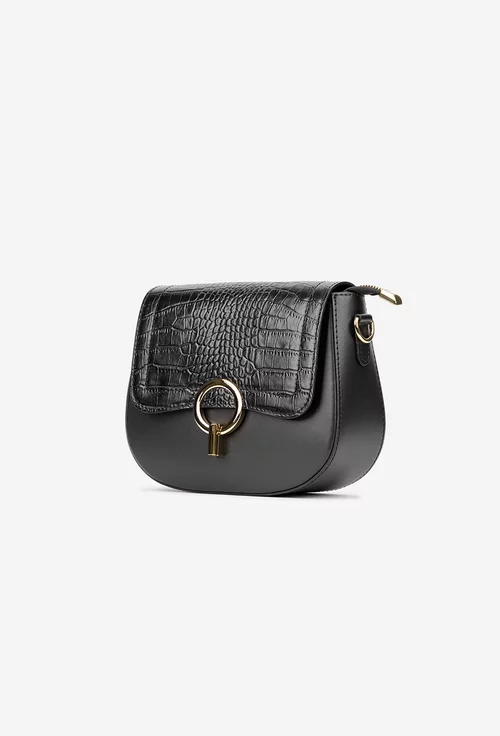 Poseta dama din piele naturala neagra