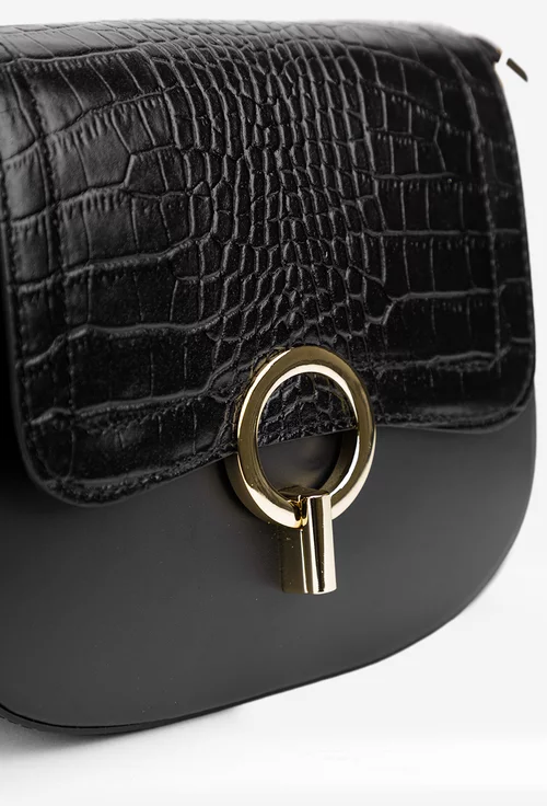 Poseta dama din piele naturala neagra