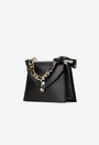 Poseta dama din piele neagra cu ornament esarfa