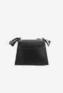 Poseta dama din piele neagra cu ornament esarfa