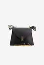 Poseta dama din piele neagra cu ornament esarfa