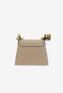Poseta dama din piele taupe cu ornament esarfa