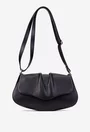 Poseta dama din piele texturata neagra