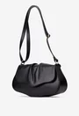 Poseta dama din piele texturata neagra