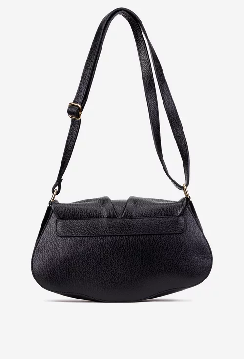 Poseta dama din piele texturata neagra