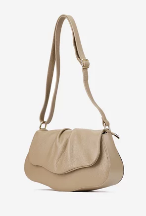 Poseta dama din piele texturata taupe